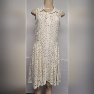 Taylor 6 Lace Dress Ivory Cream Colored Button Down Fully Lined